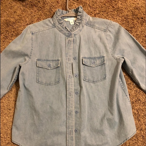 fall coverup button down denim shirt - Picture 1 of 3
